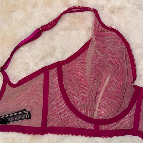 Victoria’s Secret Zebra Lace Unlined Plunge Bra Underwire Pink Women’s 32DDD 32F - Picture 9 of 12